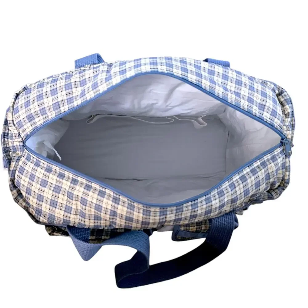 VTG Super Six Ultimate Diaper Bag Cudlie Accessories 2000 Plaid Blue Beige Y2K